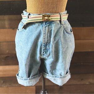 Vintage Cream Red Green Stripe Adjustable Gold Clasp Belt